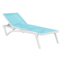Pacific Sling Chaise Lounge White - Turquiose ISP089-WHI-TRQ