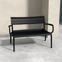 Paris Outdoor Lounge Bench Chair Black ISP276-BLA - 7