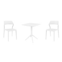 Snow Bistro Set with Sky 24" Square Folding Table White S092114-WHI
