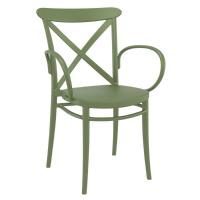 Cross XL Bistro Set with Sky 24" Square Folding Table Olive Green S256114-OLG - 1