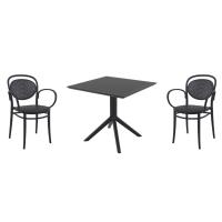 Marcel XL Dining Set with Sky 31" Square Table Black S258106-BLA