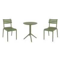 Helen Bistro Set with Sky 24" Round Folding Table Olive Green S284121-OLG
